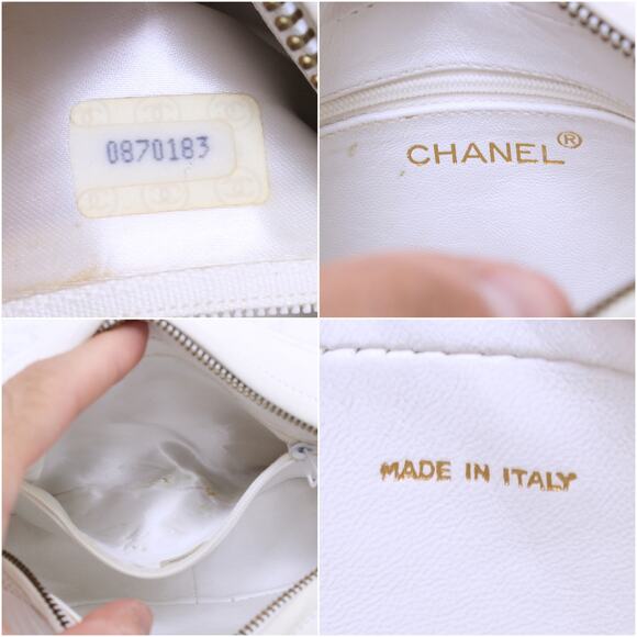Chanel CC Camera Bag White Lambskin Leather Shoulder Crossbody Handbag A4050 - Picture 2 of 11
